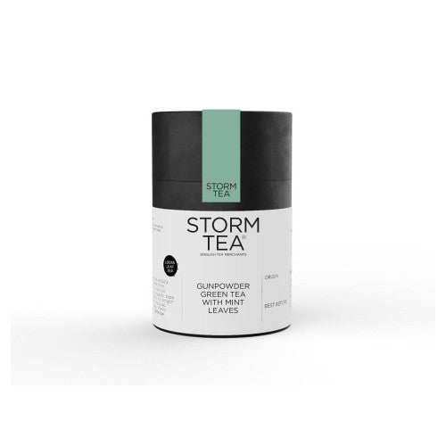 HANDCRAFTED GUNPOWDER TEA WITH PEPPERMINT LOOSE LEAF TEA, 100g cardboard caddy